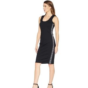 Michael Kors Logo Stripe Knit Sporty Dress Black NWT